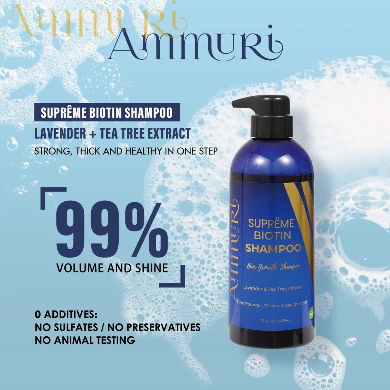 Ammuri Biotin & Caffeine Shampoo | Supports Thicker, Fuller-Looking Hair | 473ml