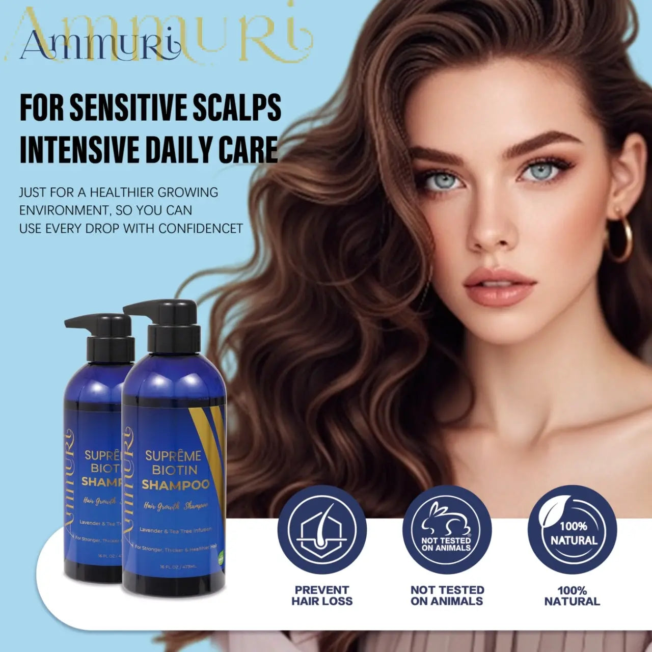 Ammuri Biotin & Caffeine Shampoo | Supports Thicker, Fuller-Looking Hair | 473ml