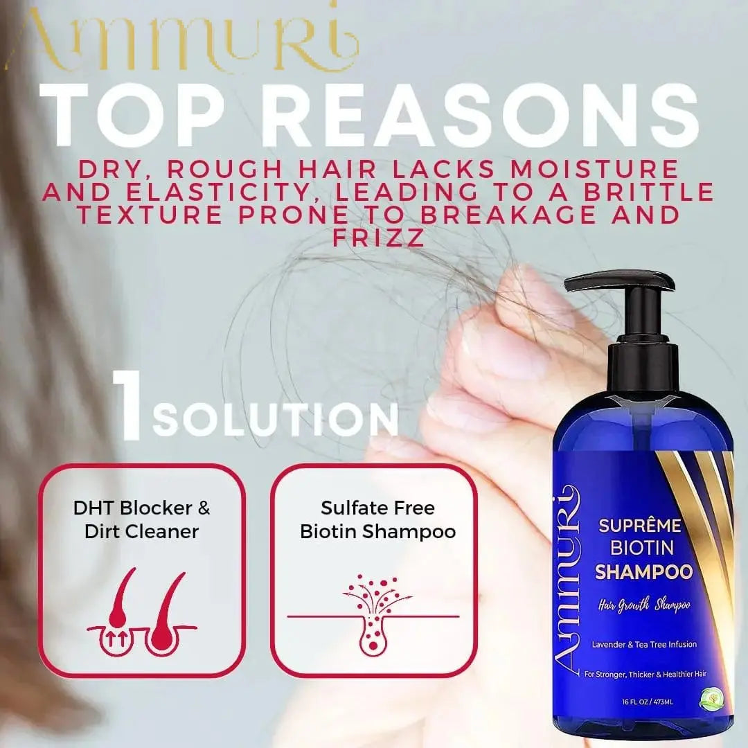 Ammuri Biotin & Caffeine Shampoo & Hair Repair Oil | Fuller-Looking Hair Routine