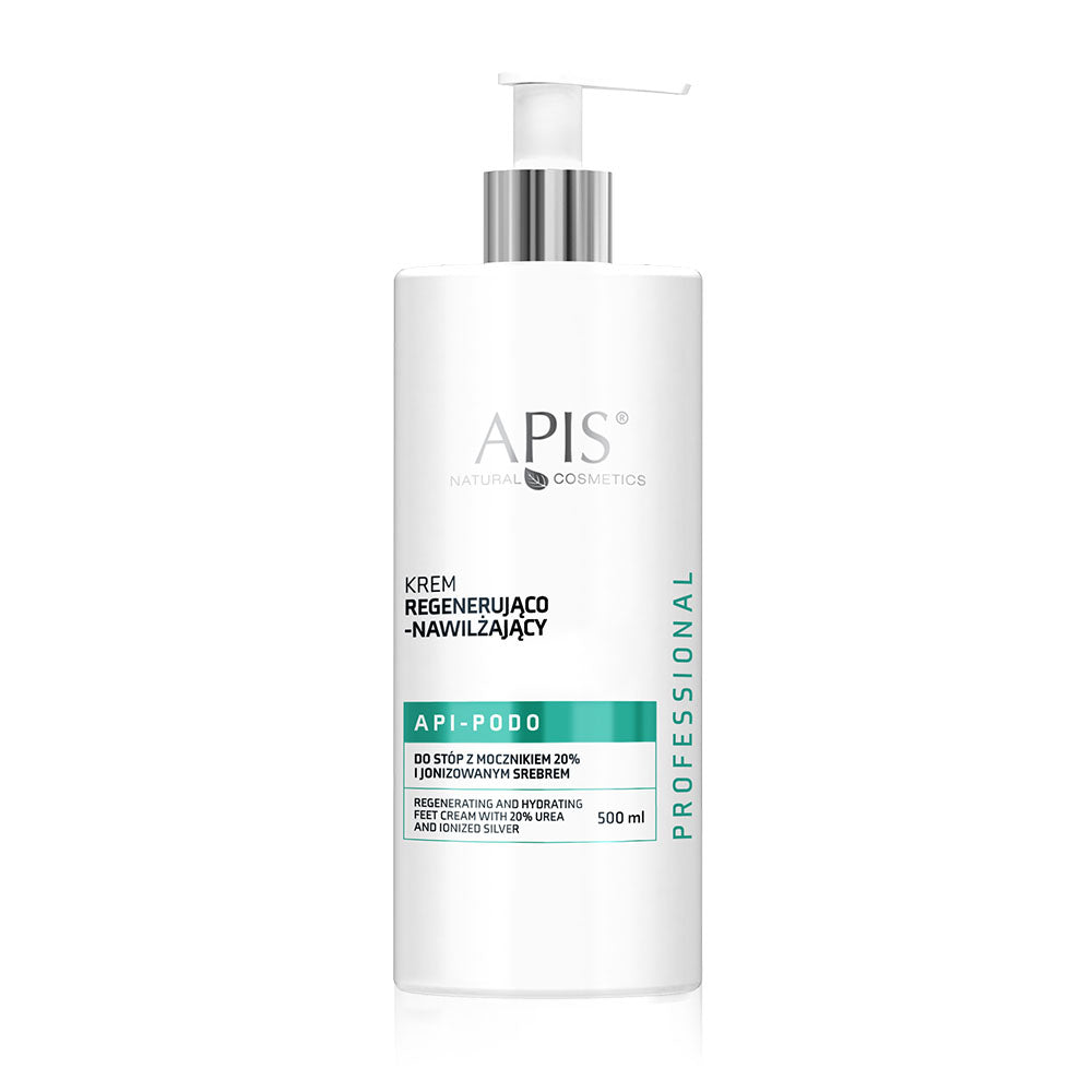 Apis APIS API-PODO Regenerating & Moisturising Foot Cream with 20% Urea and Ionised Silver – Intensive hydration for dry, rough feet | 500ml
