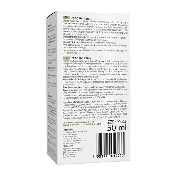 Apis Depiq Pro System Depigmenting night cream-mask with α-arbutin 1% | 50 ml
