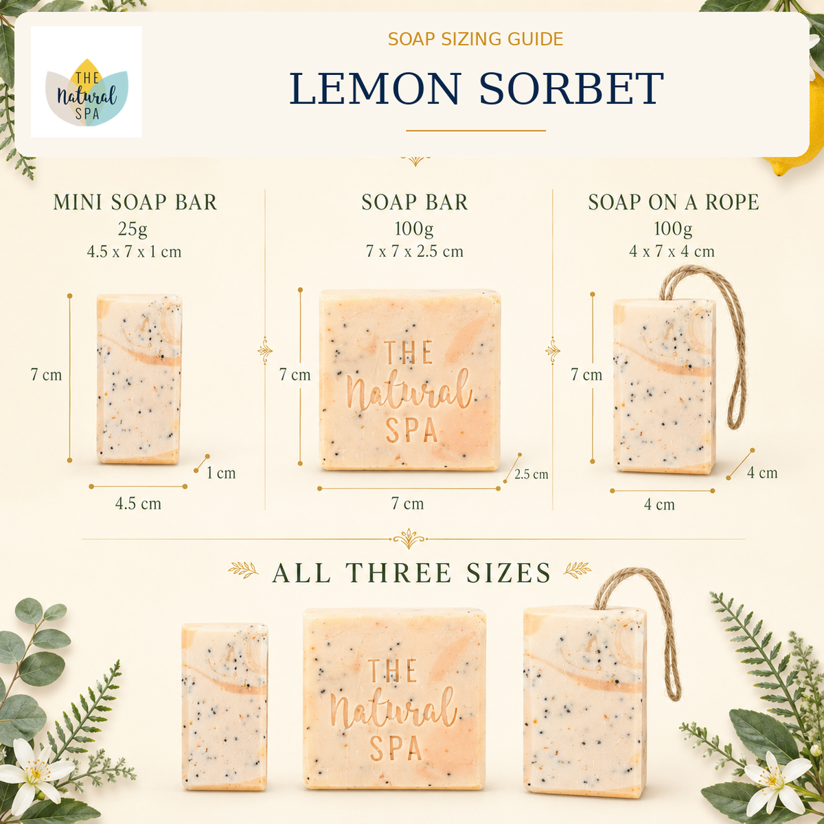 Lemon Sorbet Soap Bar | Lemon, Lemongrass & Poppy Seed Natural Handcrafted Soap | Vegan, Plastic-Free Skincare | 3 Styles Available