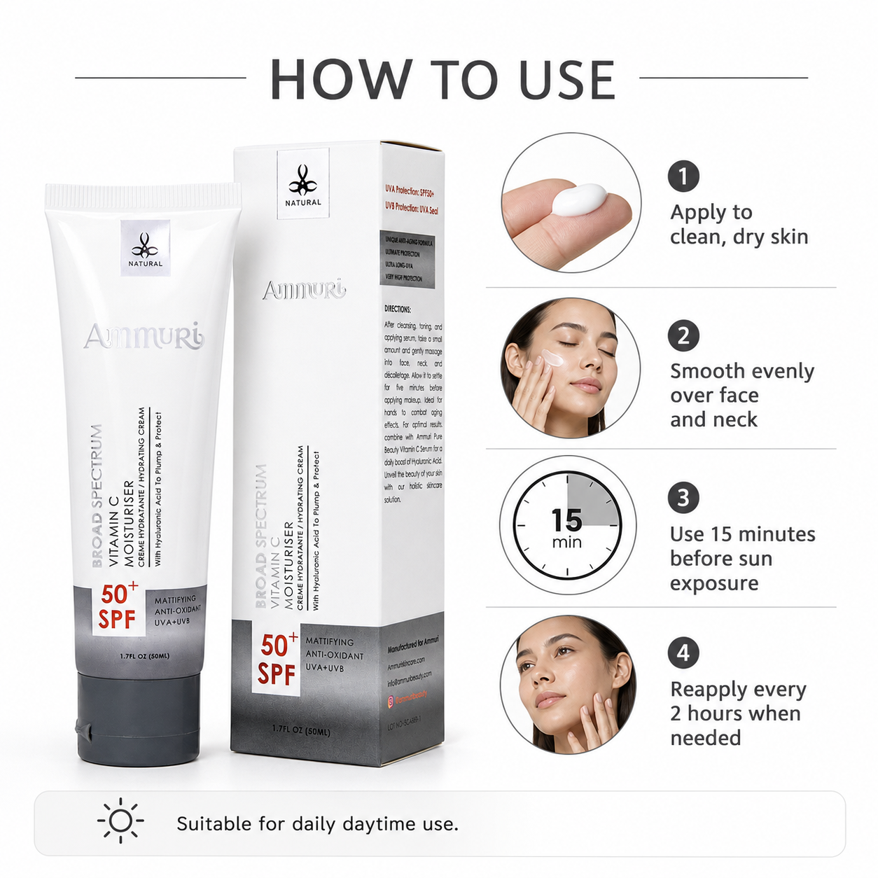 Ammuri Vitamin C Day Cream SPF50 - Brightening Moisturiser Sun Protection