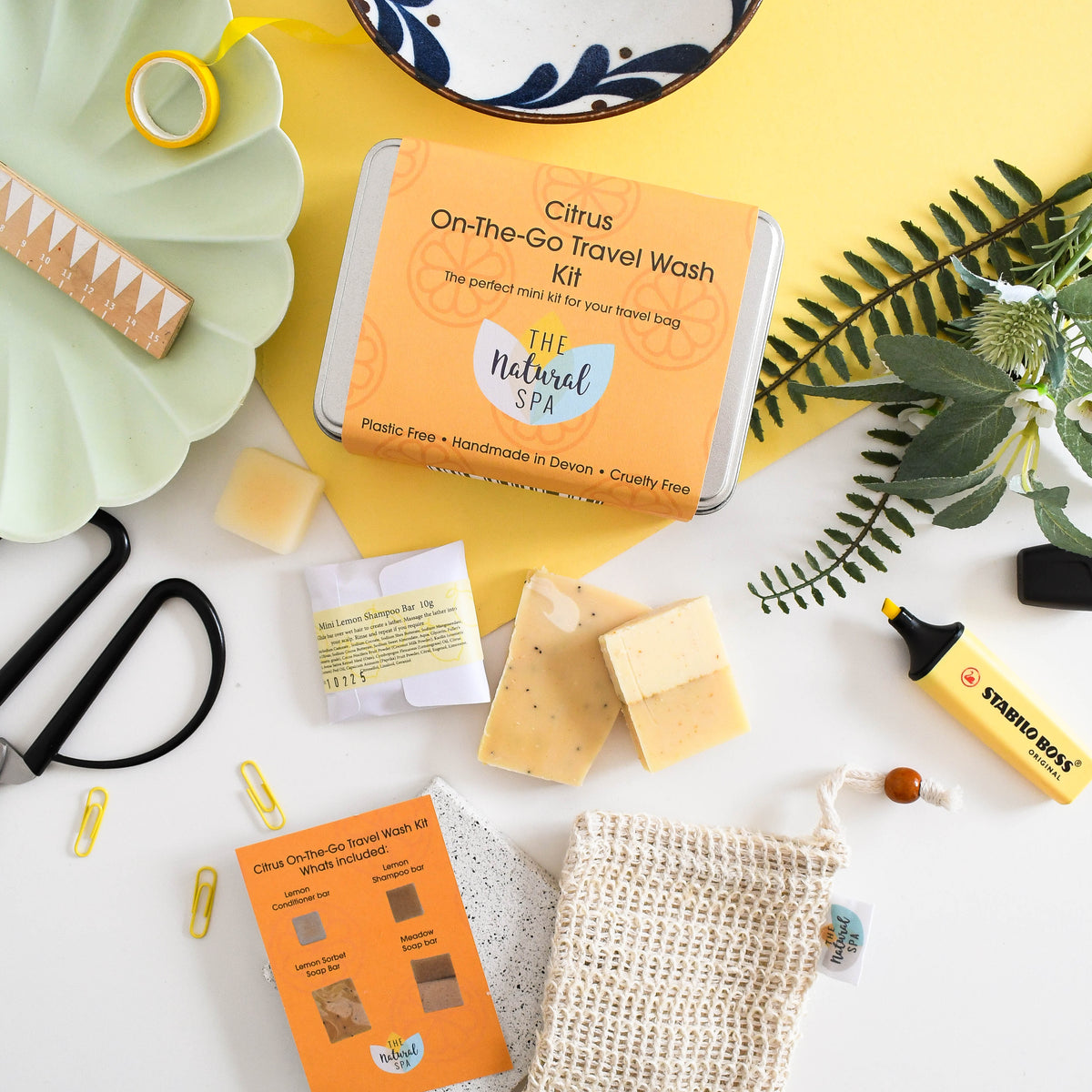 Citrus Mini Travel Wash Kit | Natural “On the Go” Shampoo,  Conditioner & SoapSet | Vegan, Plastic-Free Hair Care | Perfect Travel Gift