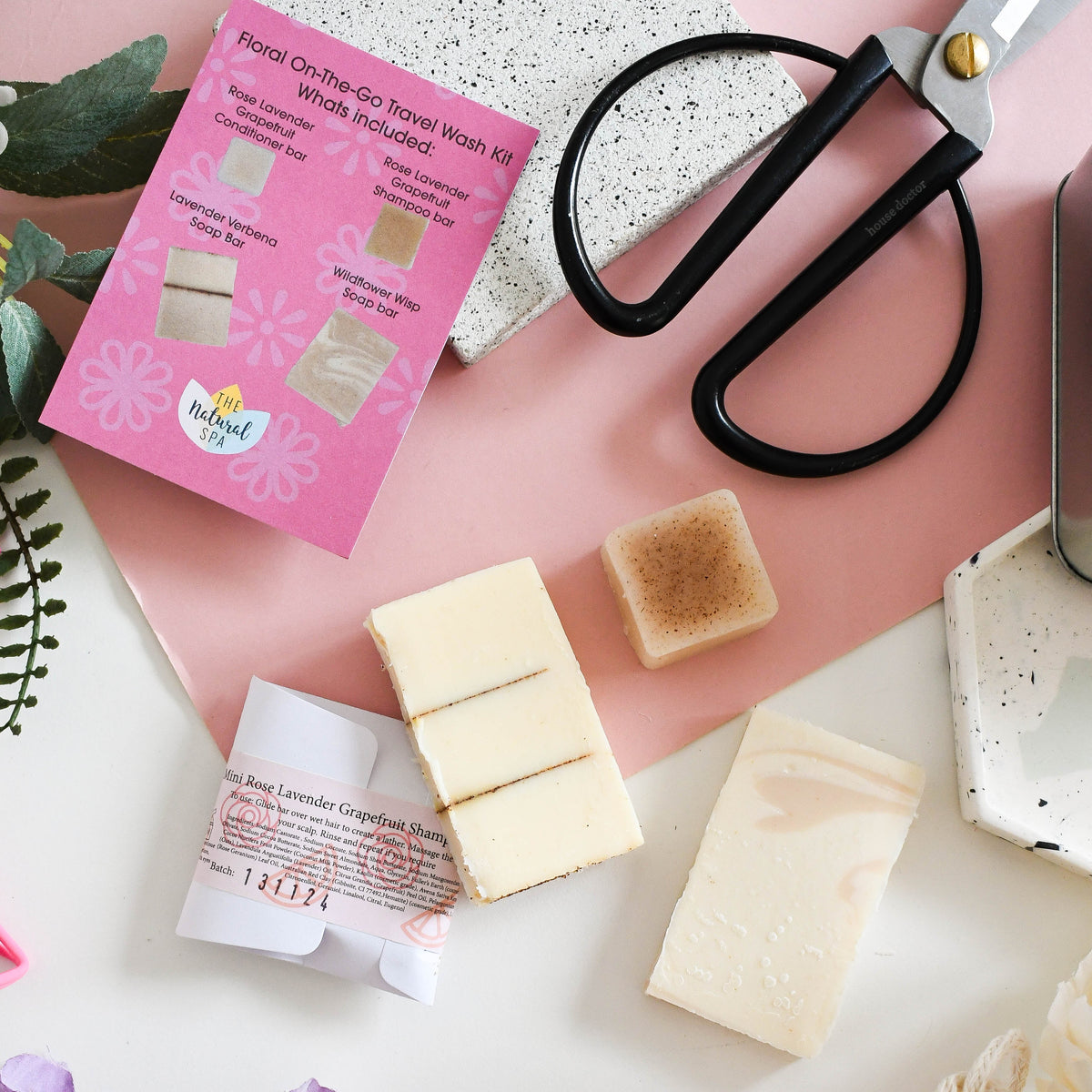 Floral Mini Travel Wash Kit | Natural “On the Go” Shampoo, Conditioner & SoapSet | Vegan, Plastic-Free Hair Care | Perfect Travel Gift