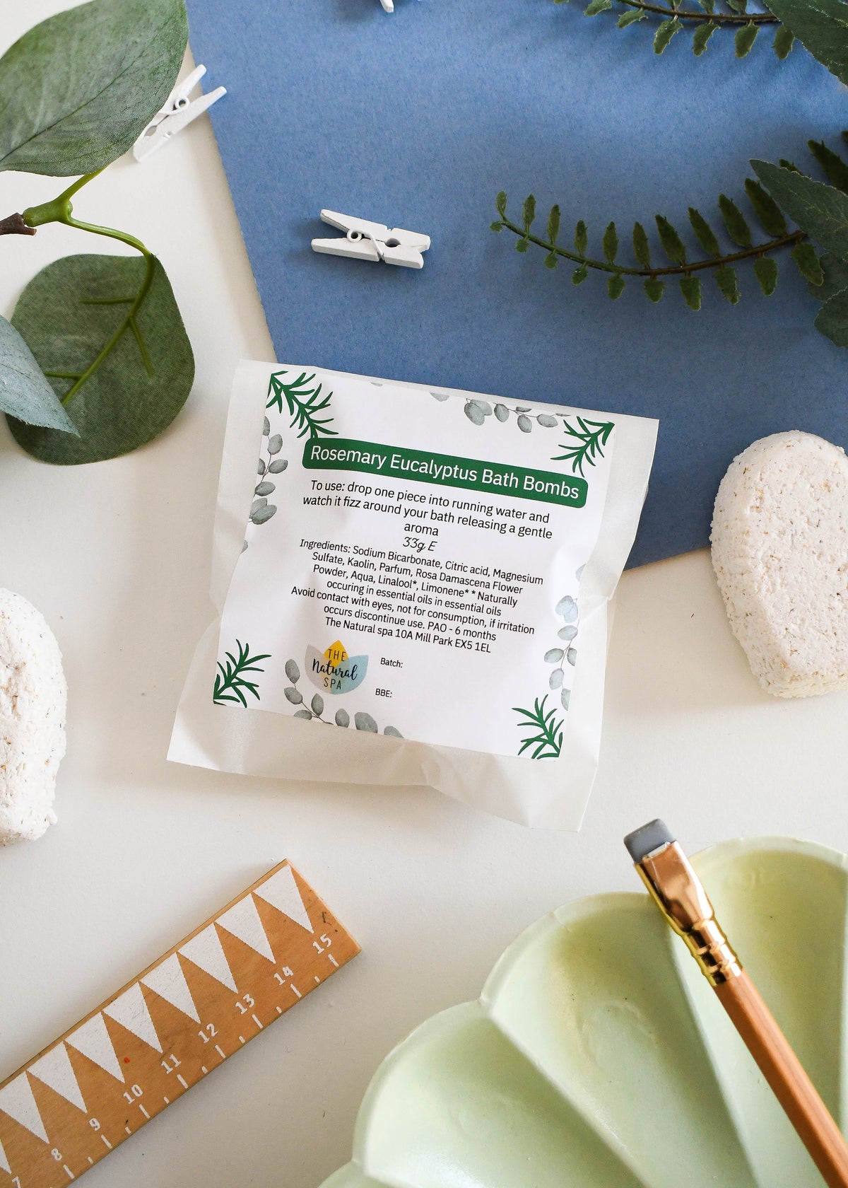 Rosemary Eucalyptus Aromatherapy Bath Bombs | Natural Fizzy Bath Fizzers for Relaxation & Stress Relief | Vegan, Plastic-Free