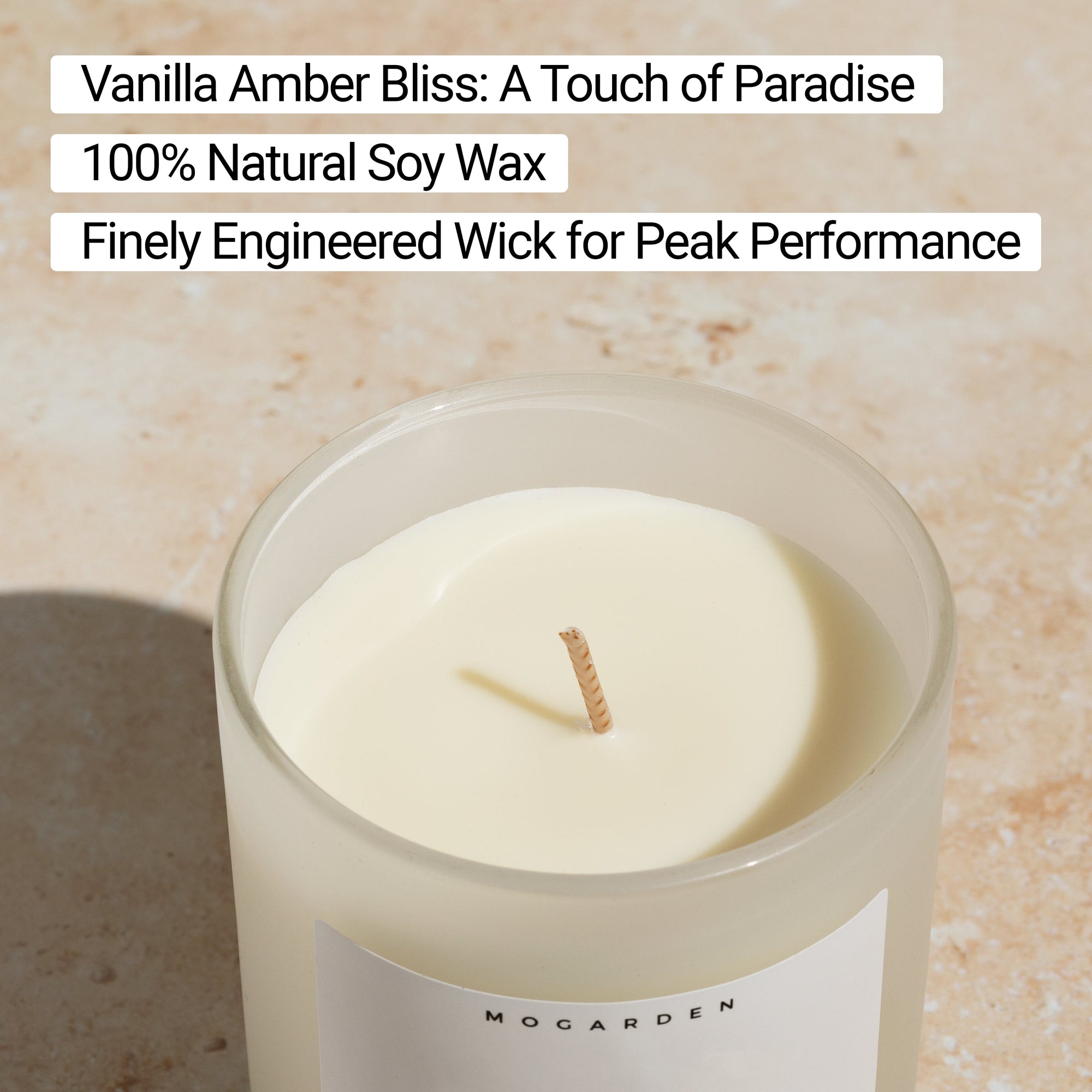 Mogarden Luxury Vanilla Candle - Pure Soy 220g | Scented Candle Gift