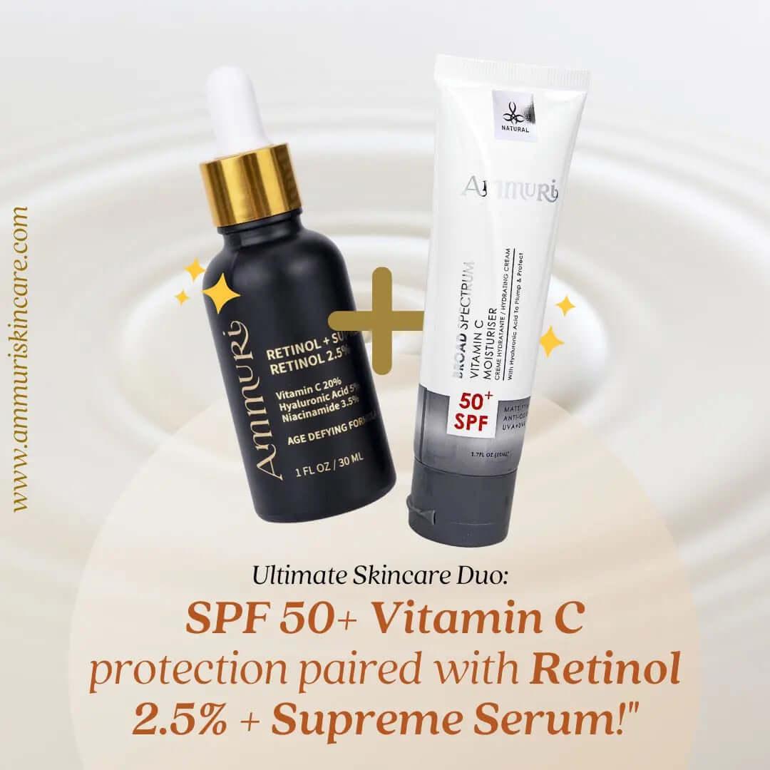 Ammuri Radiant Skin Serum Set - Retinol & SPF 50 Vitamin C Anti-Ageing Duo