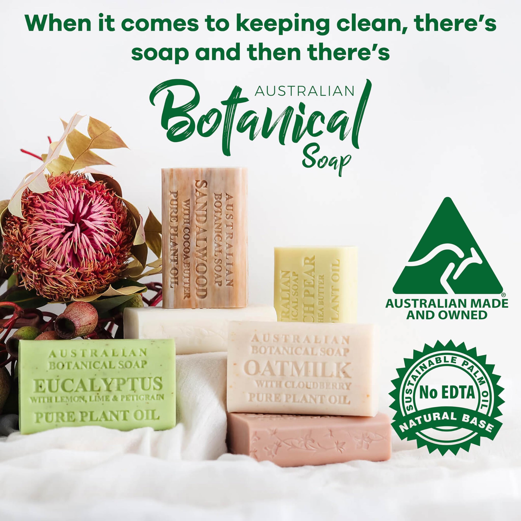Australian Botanical Goat Milk Soap – 8-Bar Variety Pack with Eucalyptus, Sandalwood, Coconut & More