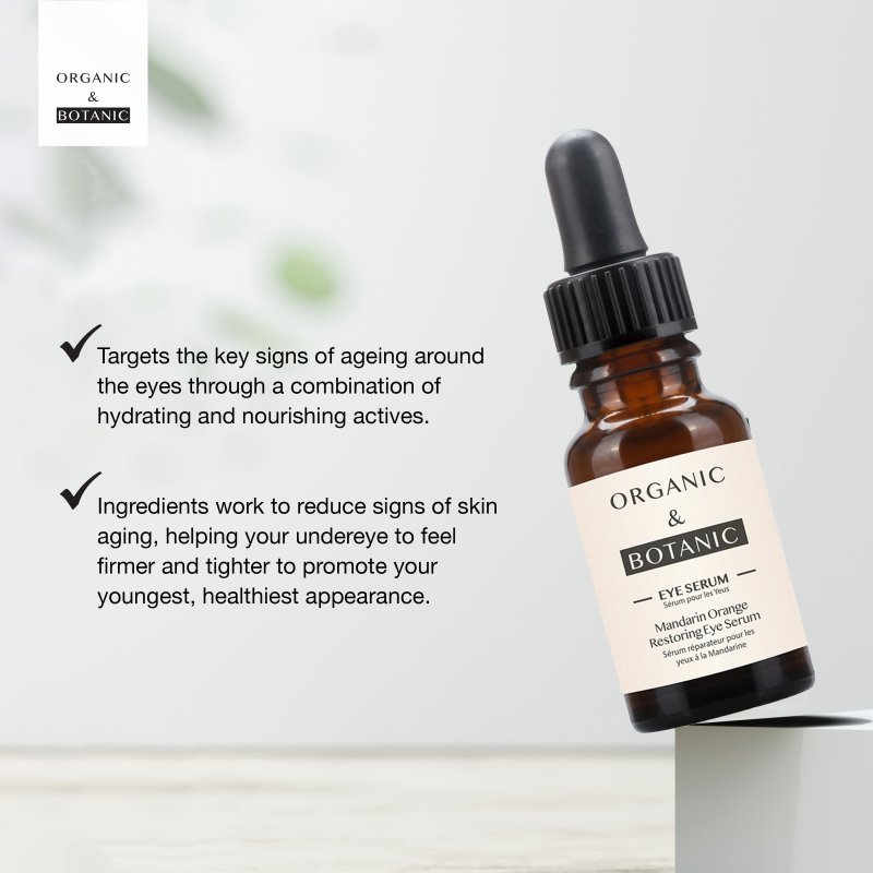 Mandarin Orange Brightening Eye Serum - 15ml - Depuffing & Hydrating with Vitamin C, Aloe Vera, & Sea Buckthorn for Radiant, Youthful Eyes