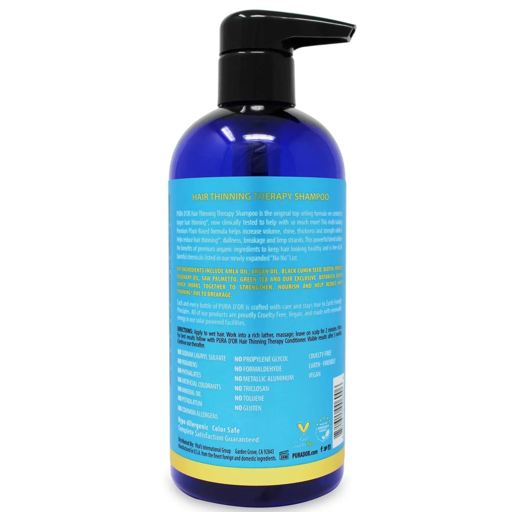 PURA D'OR Hair Thinning Therapy Shampoo – DHT Blocker with Biotin & Saw Palmetto 473ml