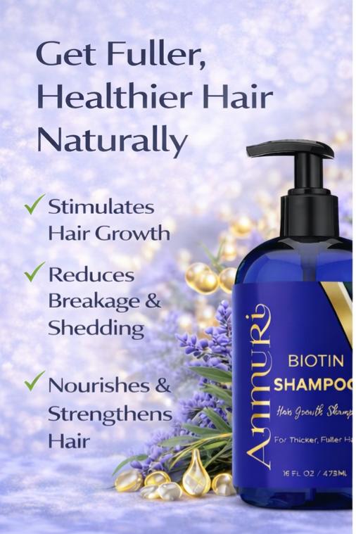 Ammuri Biotin & Caffeine Shampoo | Supports Thicker, Fuller-Looking Hair | 473ml