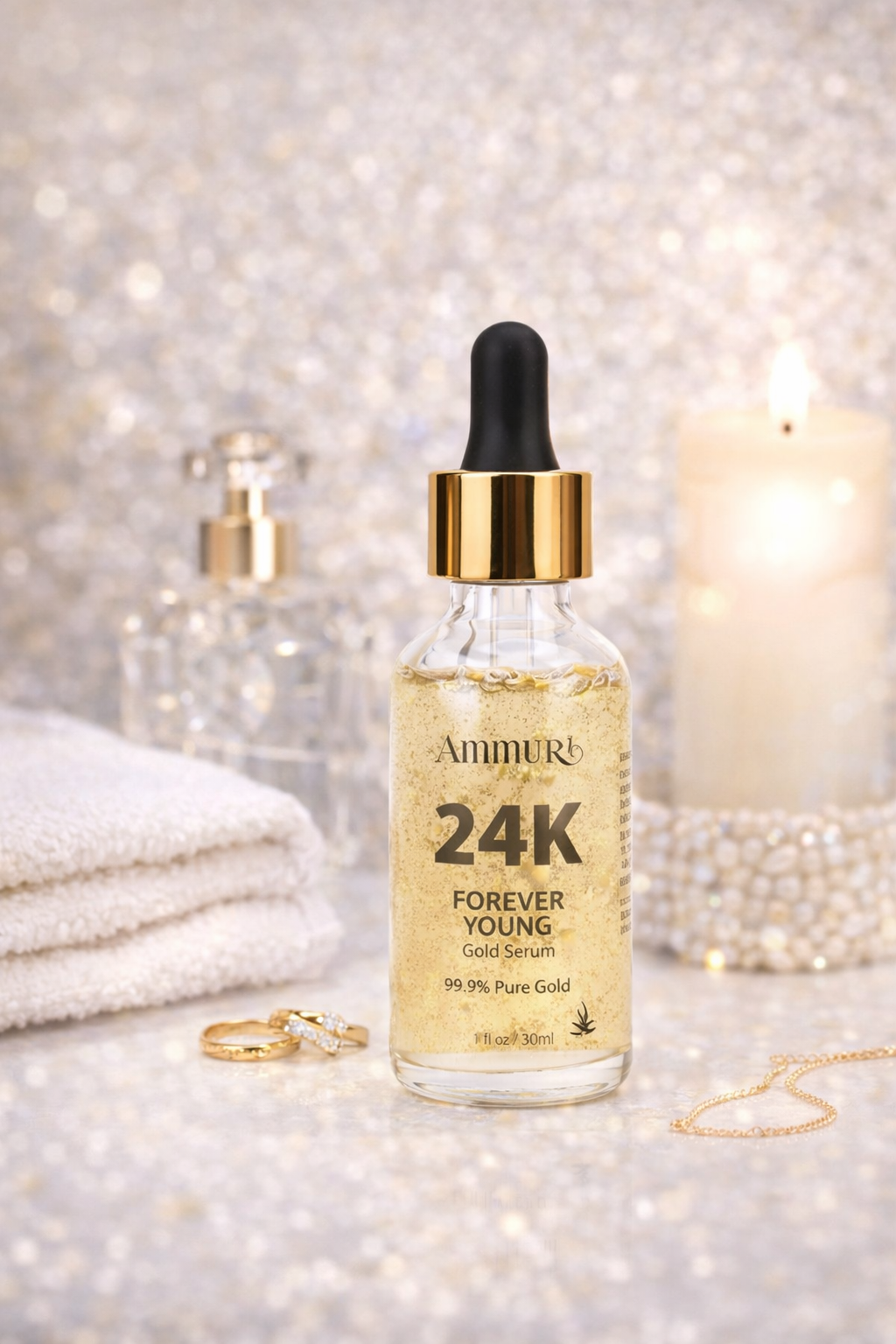 Ammuri 24K Gold Face Serum - Anti-Ageing Collagen Booster Dark Circle Treatment