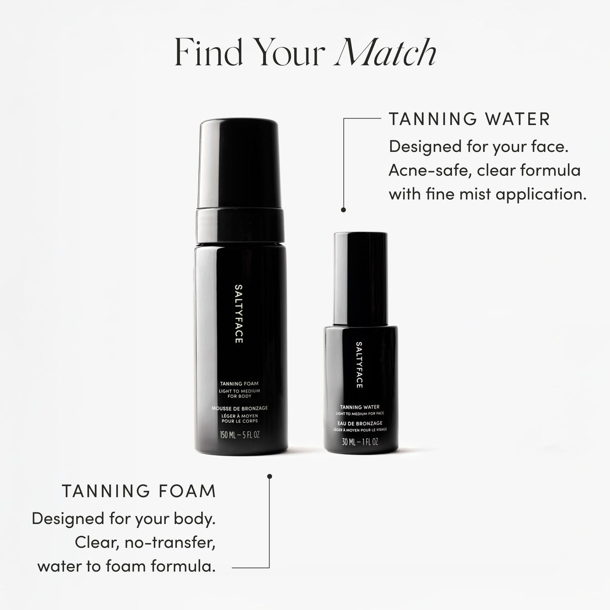 Saltyface Tanning Foam (Light to Medium) – Self Tanner for Body, No Color Transfer