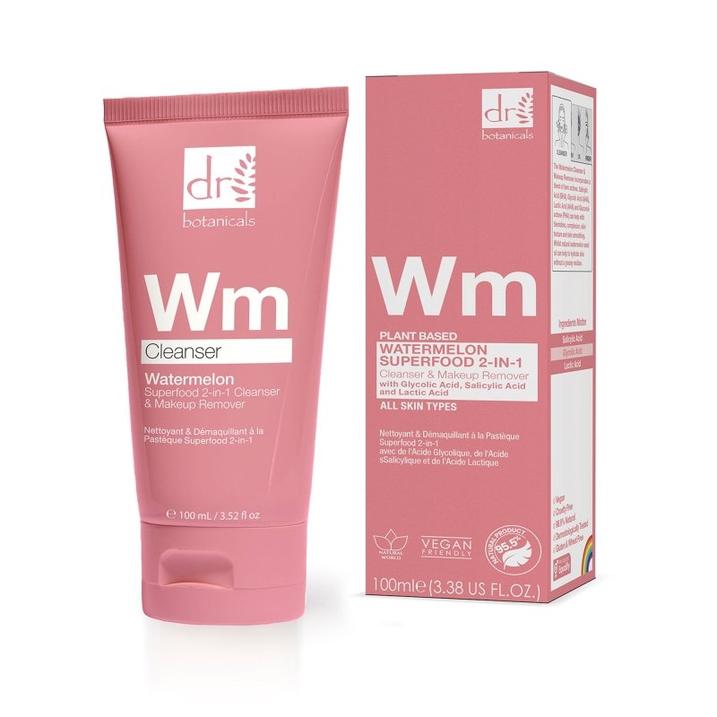 Watermelon Superfood 2-in-1 Cleanser & Makeup Remover with Glycolic Acid, Salicylic Acid and Lactic Acid 100ml